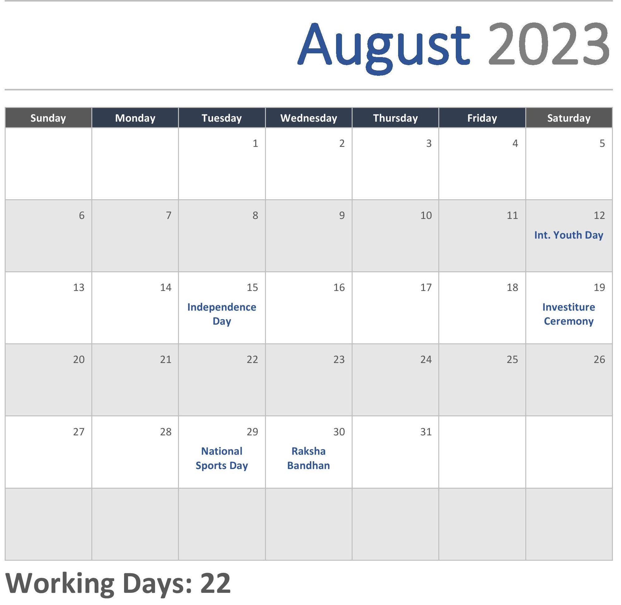 JKG Calendar